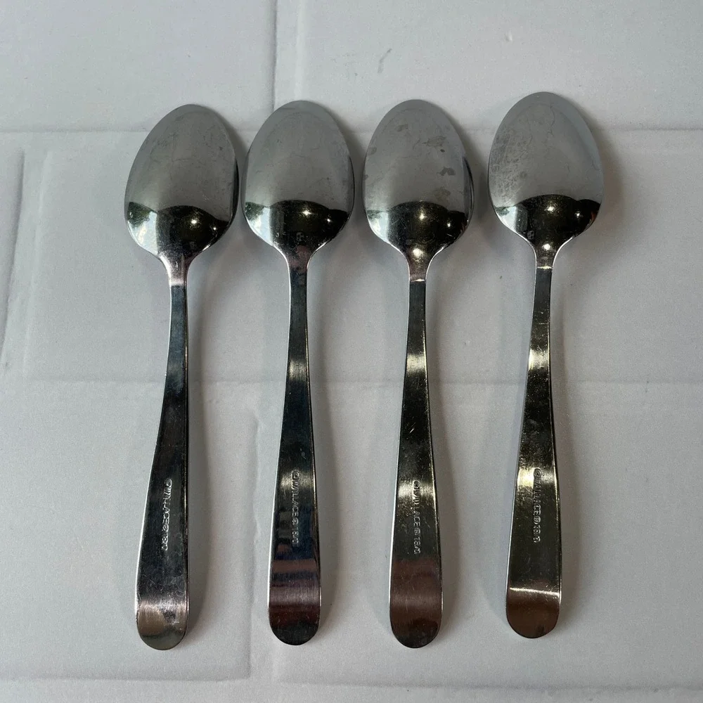 Wallace Stainless Steel Teaspoons Set of 4 Pattern WAS255 18/0 Flatware 6 inch